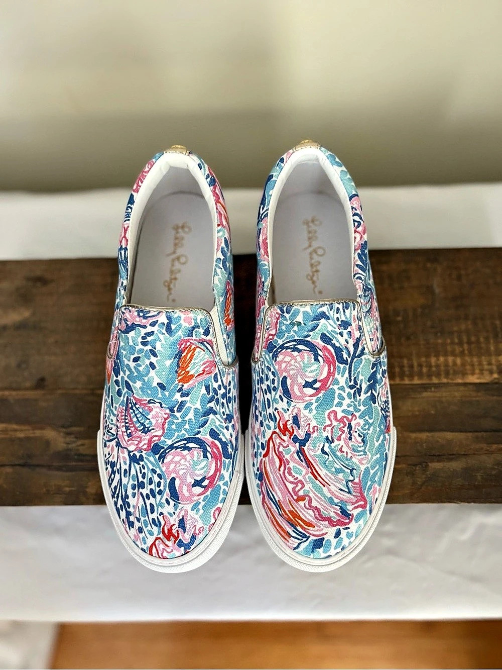 NWOT Lilly Pulitzer Julie Canvas Slip-On Sneakers in ‘Treasure Trove’ print